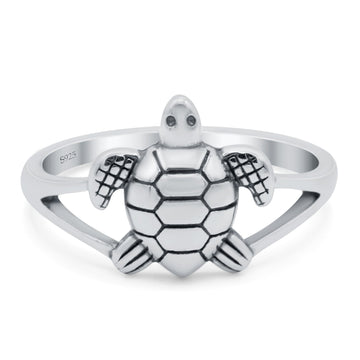 Turtle Oxidized Band Solid 925 Sterling Silver Thumb Ring (11.5mm)